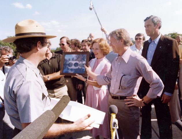 President Jimmy Carter visited Washington County to worship, visit Antietam and,yes, fish