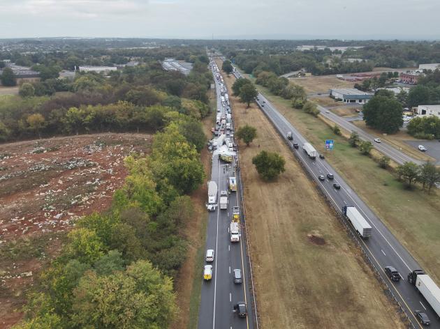 Seven-vehicle crash involving multiple tractor-trailers shuts down I-81 for five hours
