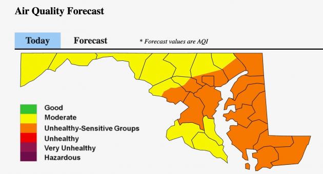 Air quality issues across Maryland due to heat, wildfire smoke